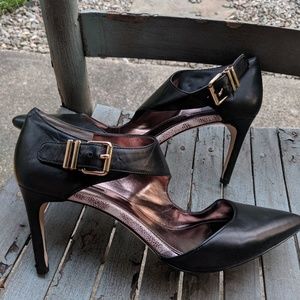 BCBGeneration Black Leather Pointy Heels Size 10M